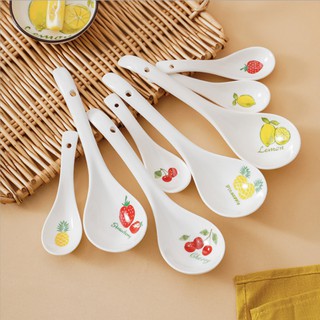 Muỗng canh, vá, muôi sứ thìa canh đẹp với nhiều hoạ tiết dứa, lạc, tem, lá và hoa quả Under1000k