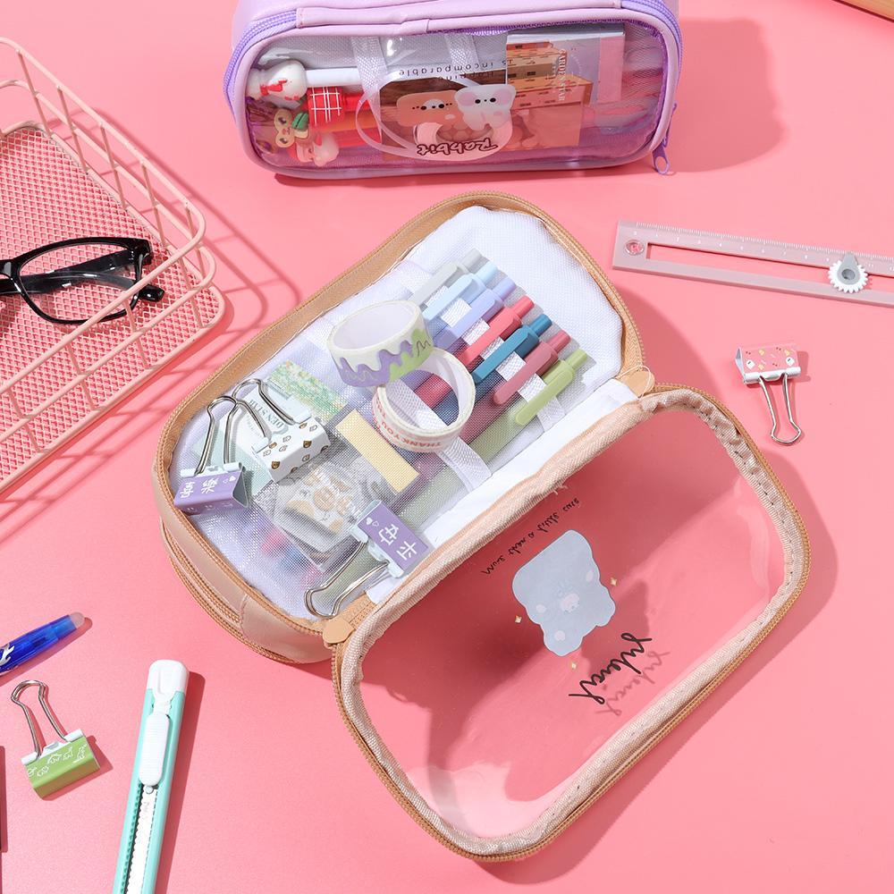 Hộp Bút GOGOUP Màu Trơn Ngăn Chứa Rộng Có Dây Kéo Thời Trang