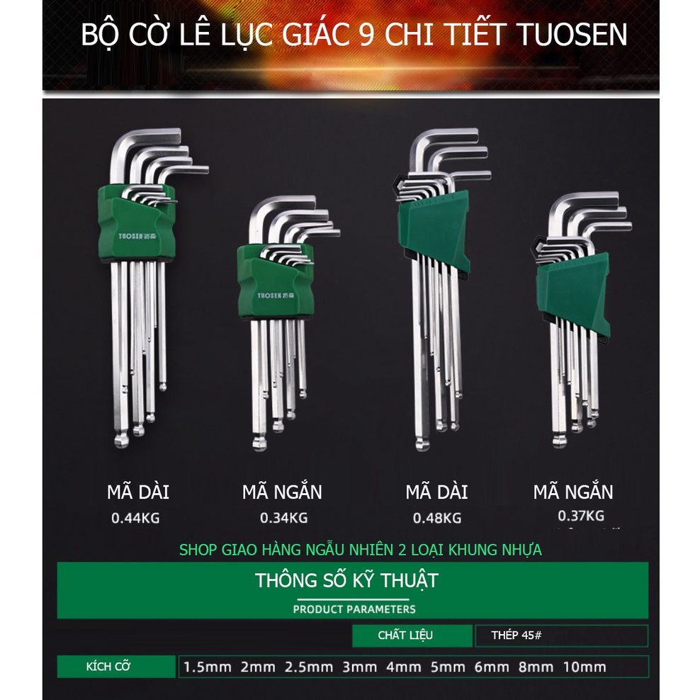 [Mã 44LIFESALE giảm 10% đơn 99K] Bộ lục giác đầu bi 9 chi tiết, bộ cờ lê lục giác - Một sản phẩm của Tuosen