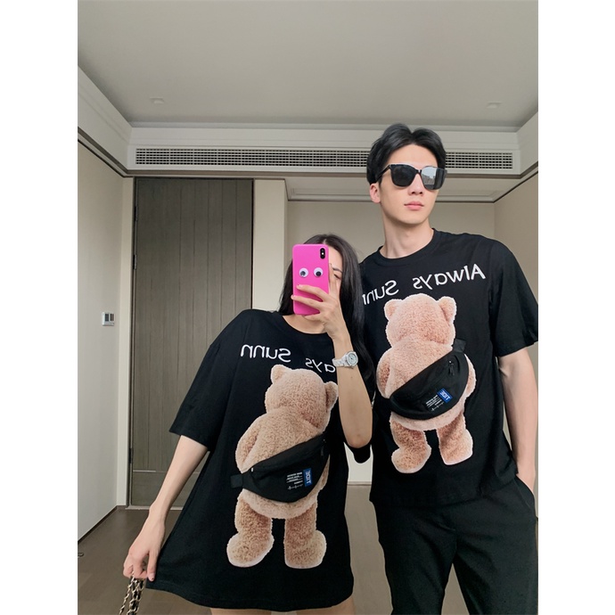 Áo thun tay lỡ nam nữ - áo phông nam nữ unisex form rộng mẫu Gấu Always Sunny Hot chất 100% cotton mềm mịn thấm hút