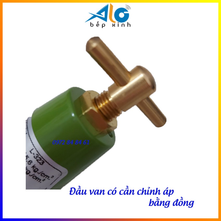 Bộ van dây gas cao áp Thái lan L-323 + 1.5m dây dẫn gas + 2 cổ dê - Bộ van dây gas công nghiệp - Thái lan - Alo bếp xinh