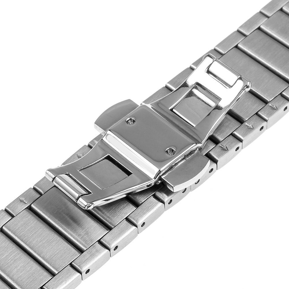 18 20 22mm Width Solid Stainless Steel Watchband For Gear S4 S3 S2 Classic Universal Quick Release Replacement Watches Accessories Strap For Galaxy Watch 42 46mm With Double Safety Butterfly Clasp