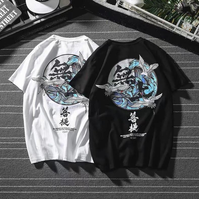 Áo thun tay lỡ unisex form rộng Con Hạc nam nữ phong cách thời trang kmg