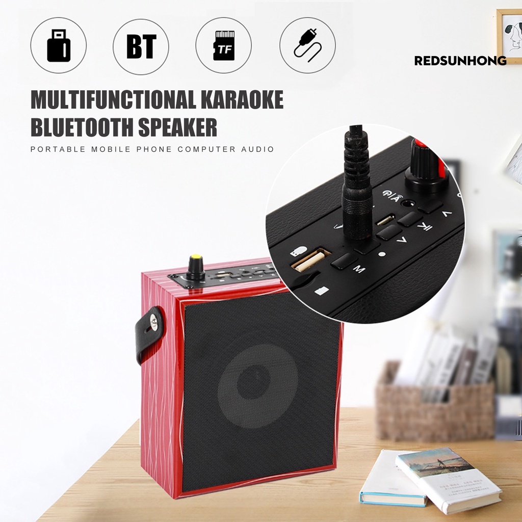 Loa hát karaoke không dây Bluetooth 5.0 (micro có dây * 1)hỗ trợ phát lại âm thanh Bluetooth / USB / TF card / AUX