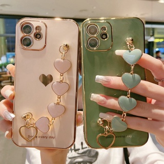 Ốp Điện Thoại Mạ Kim Tuyến Có Dây Đeo Tay Bảo Vệ Ống Kính Máy Ảnh Cho Iphone 11 12 13 Pro Max 7 8 Plus 7+ 8+