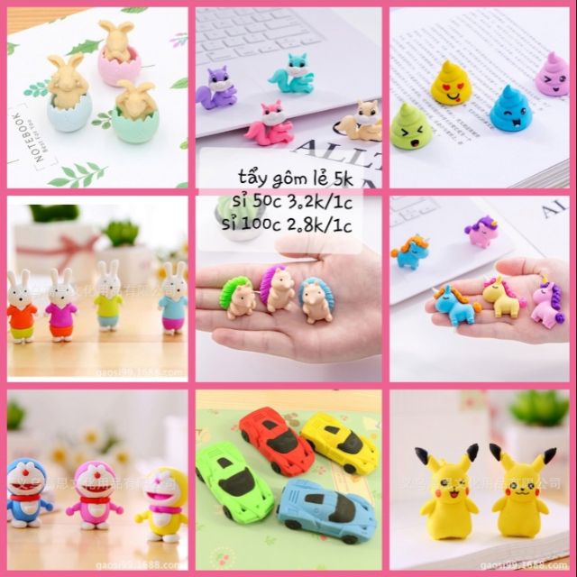 Combo 10 tẩy cute