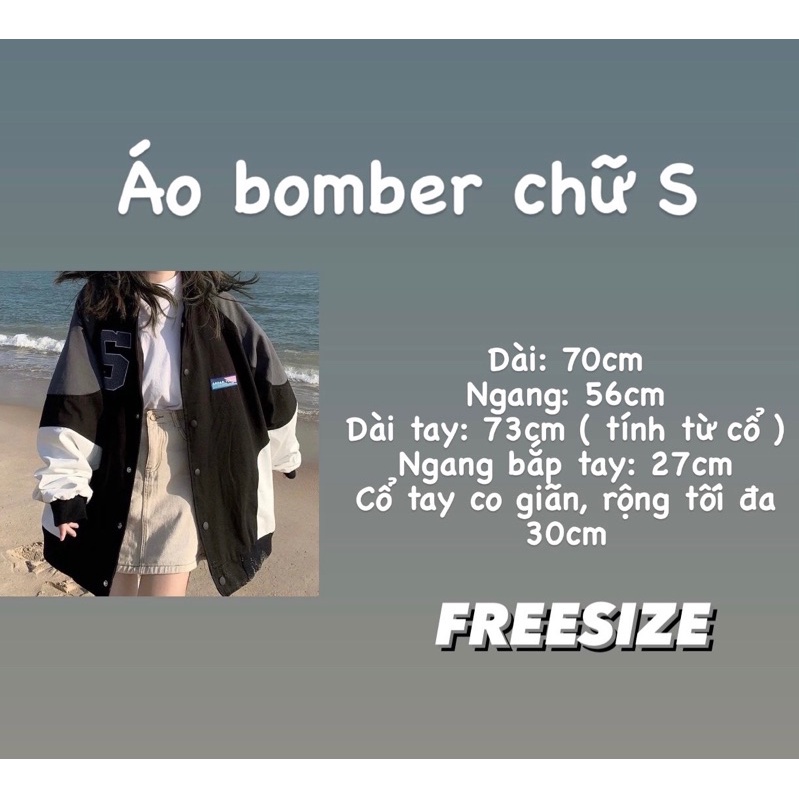 Áo khoác gió bomber chữ S unisex freesize