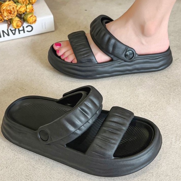 Dép sandal nữ 2 quai đế cao 3.5cm, dép quai hậu nữ đi học chất liệu EVA nhẹ đế bánh mì kute