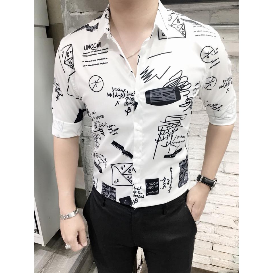[FREESHIP_99K] ÁO SƠ MI LỤA - IN CHỮ - THỜI TRANG NAM