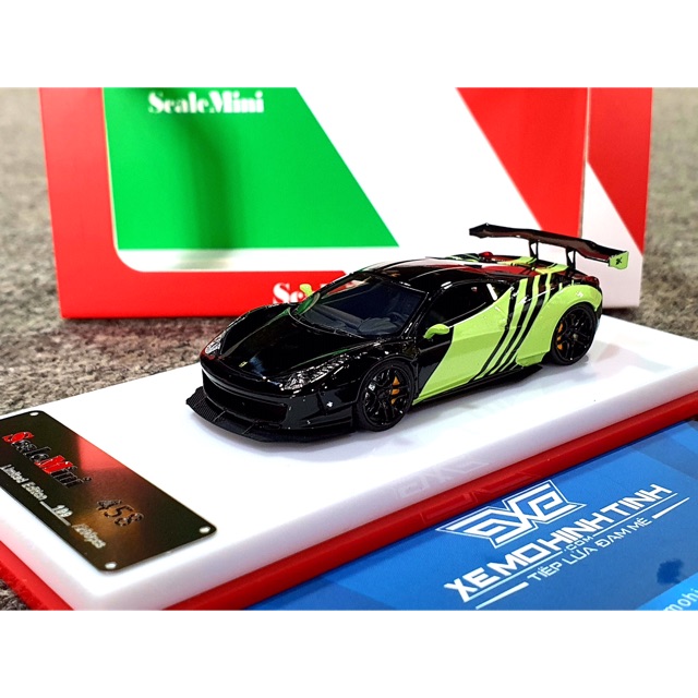 Xe Mô Hình Ferrari 458 Limited 299pcs 1:64 ScaleMini ( Đen/Xanh)