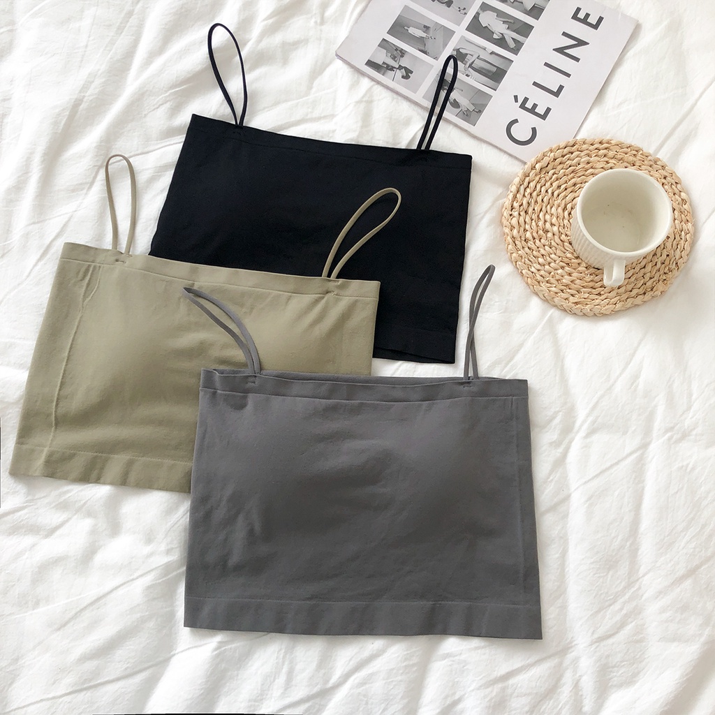 Áo Bra Hai Dây Có Mút Đệm Dáng Ngắn Thời Trang Quyến Rũ Cho Nữ