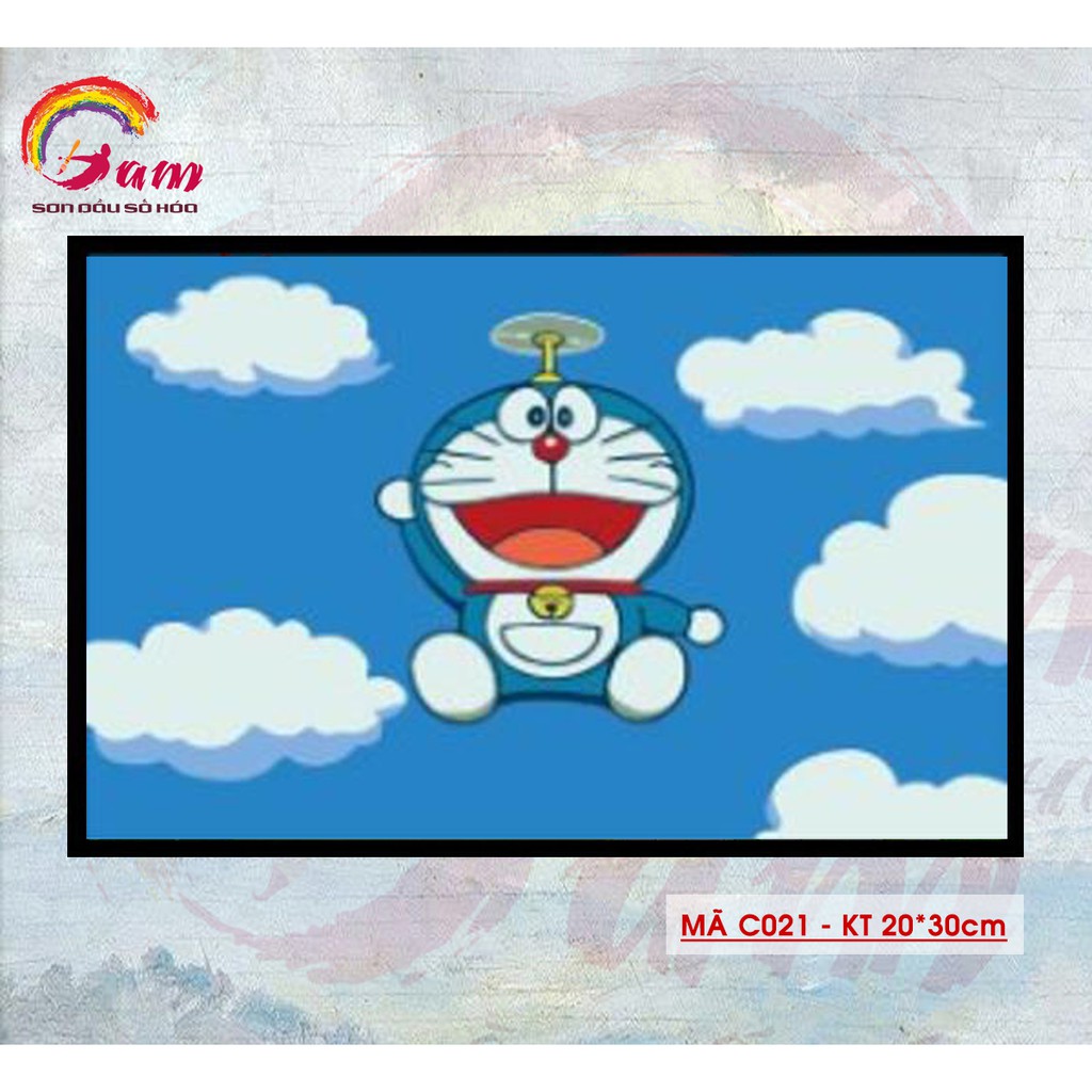 Tranh tự tô màu sơn dầu số hóa DIY size nhỏ cho trẻ em - Mã C021 Doraemon