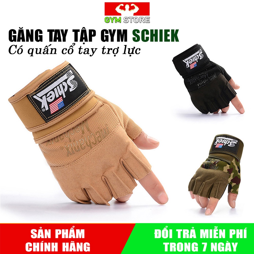 Găng tay tập gym có quấn cổ tay ⚡FREESHIP⚡ Găng Tay Tập Gym Chính Hãng Schiek