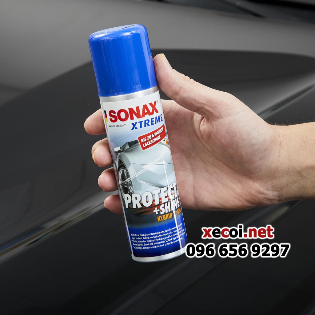 (giá tốt) Nano polymer phủ bóng sơn, hiệu ứng lá sen chống bám nước Sonax xtreme Protect & Shine