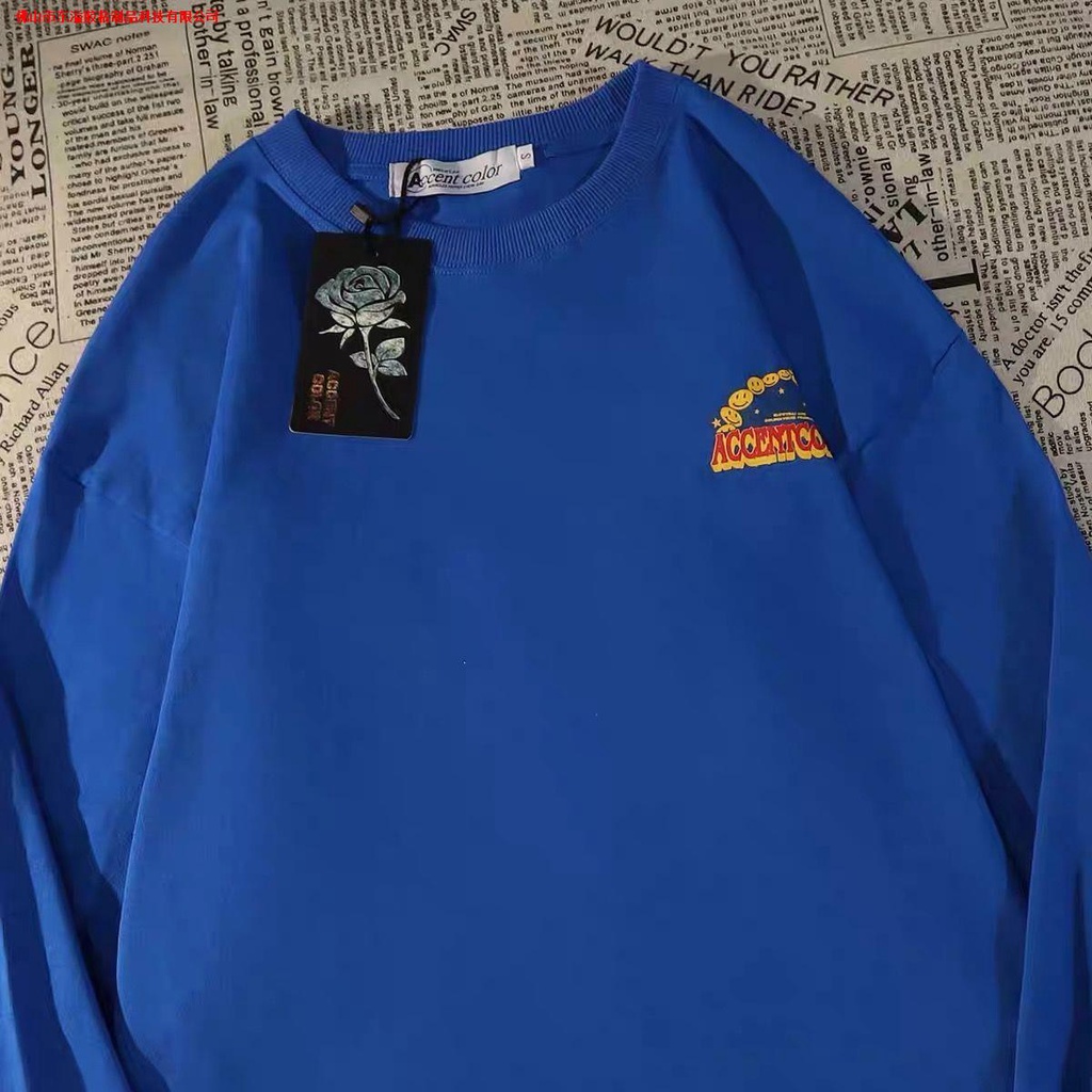 Áo Khoác Sweatshirt oversize Hình Mặt Cười Kẻ Caro Mặt Cười Màu Xanh Dương Klein Kiểu Retro Đường Phố Dễ Phối Đồ Cho Cặp Đôi