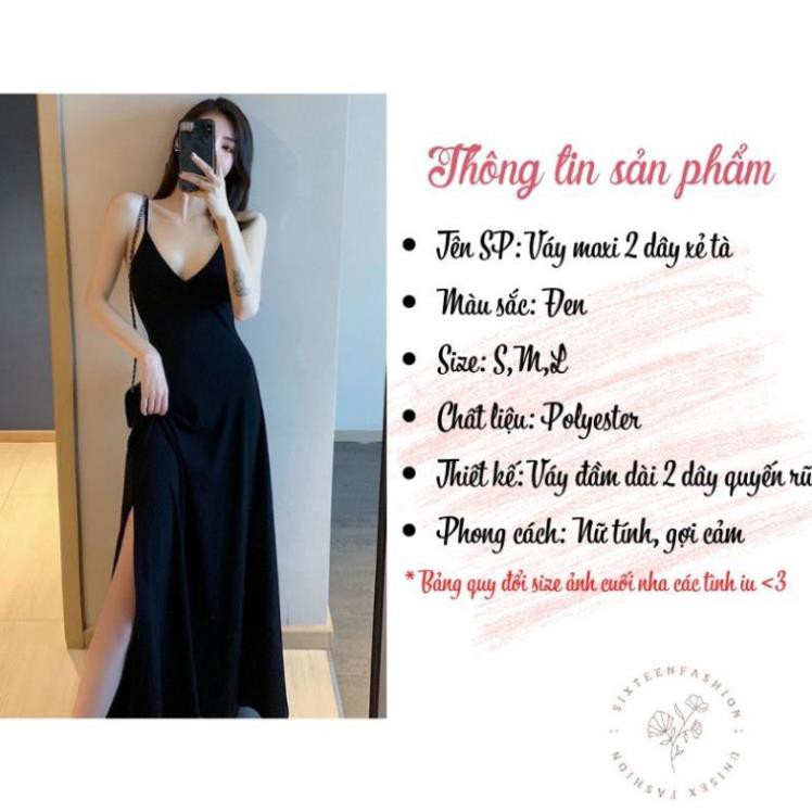 Đầm Nữ, Đầm Maxi Xẻ Tà, Váy Hai Dây, Váy Maxi Thun Dài Gợi Cảm SIXTEEN. Xịn 👈