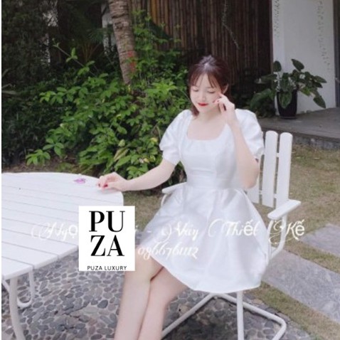 Đầm xòe ngăn thiết kếĐX01,đầm dáng xòe  tapta cổ vuông tay bồng 3 màu xinh xắn - MIN Clothing ĐX01 | BigBuy360 - bigbuy360.vn