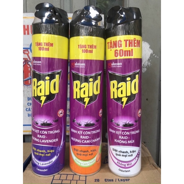 Xịt muỗi Raid hương chanh/ không mùi/ lavender 700ml, 600ml+100ml giá không đổi