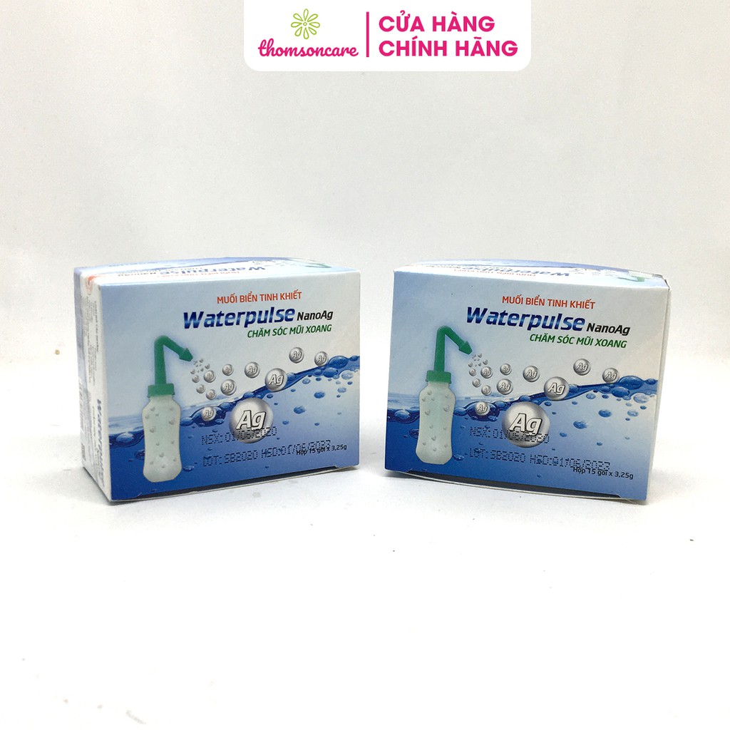 Muối rửa vệ sinh mũi xoang Waterpulse Nano Ag - Muối biển tinh khiết chăm sóc mũi xoang - Hộp 15 gói