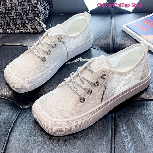 Giày lười nữ mũi vuông [thiết kế ren thời trang]