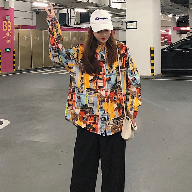 Áo sơ mi nữ form rộng tay dài Emilyshop