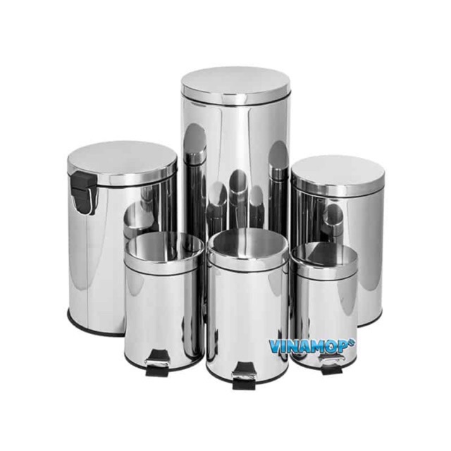 Thùng Rác Đạp Chân VINAMOP, Bật Rác 12L Inox, cao 38cm