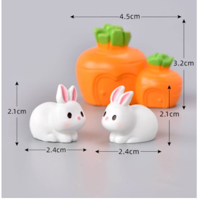 Bộ 2 Thỏ và Nhà cà rốt - Phụ kiện trang trí tiểu cảnh