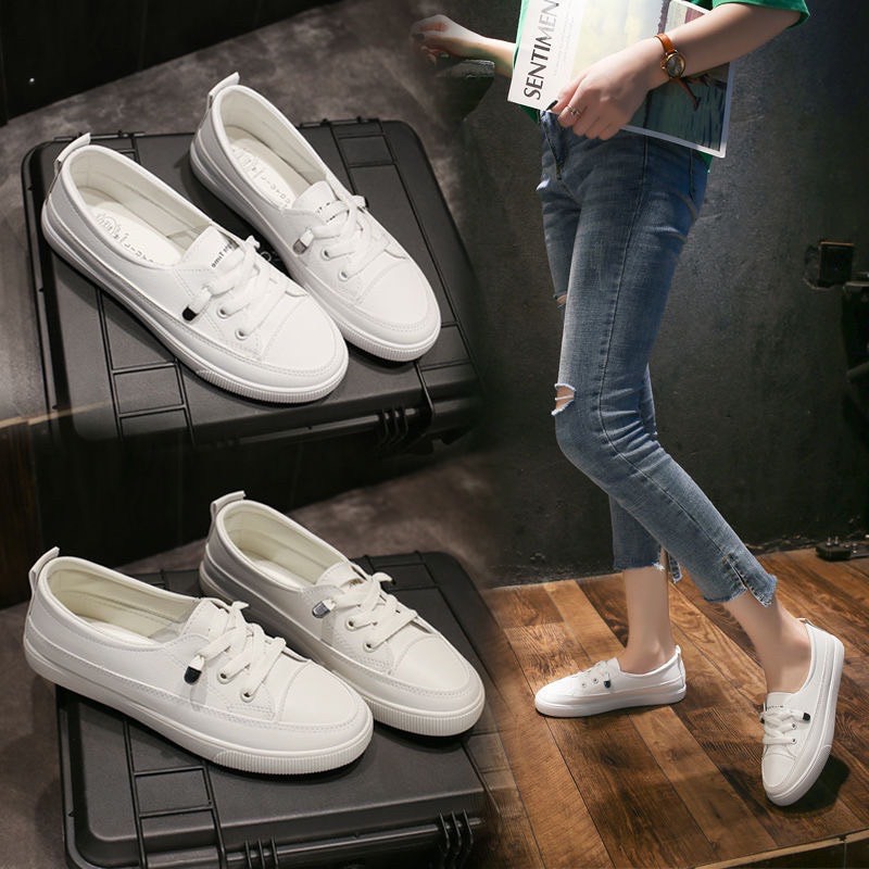 Giày slip on thể thao nữ trắng đế bằng quốc dân ulzzang phối đồ gì cũng đẹp | BigBuy360 - bigbuy360.vn