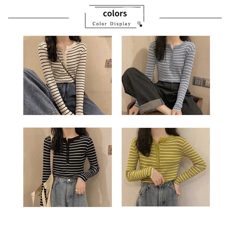 Áo Len Nữ Dài Tay Sọc Ngang Mới