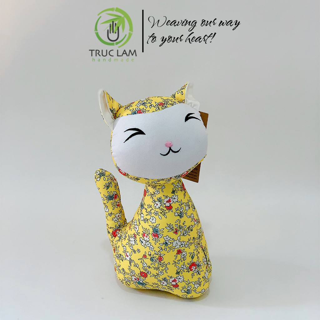 Đồ Chơi Cho Bé Thú Nhồi Bông Hình Con Mèo Mặt Cười Vải Hoa Bông Gòn Cao Cấp – Trúc Lâm Handmade