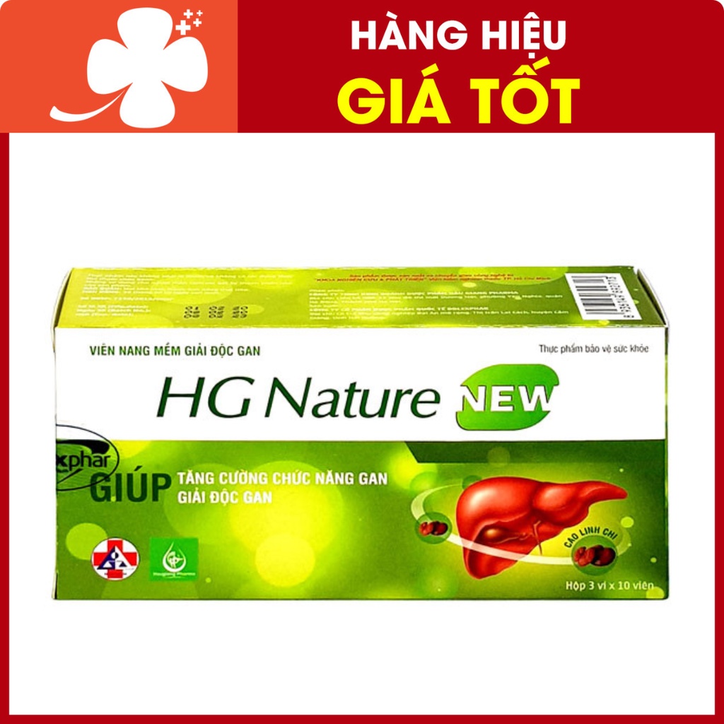 HG Nature New – Hỗ trợ giải độc gan, hạn chế tổn thương tế bào gan do rượu bia (Hộp 3 vỉ x 10 viên)