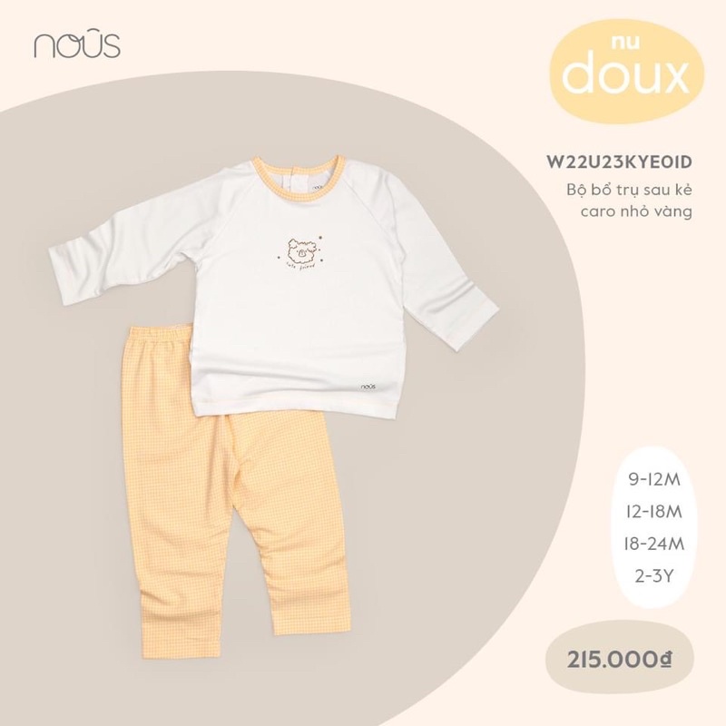 NOUS Bộ quần áo dài tay cài vai cho bé thương hiệu NOÛS