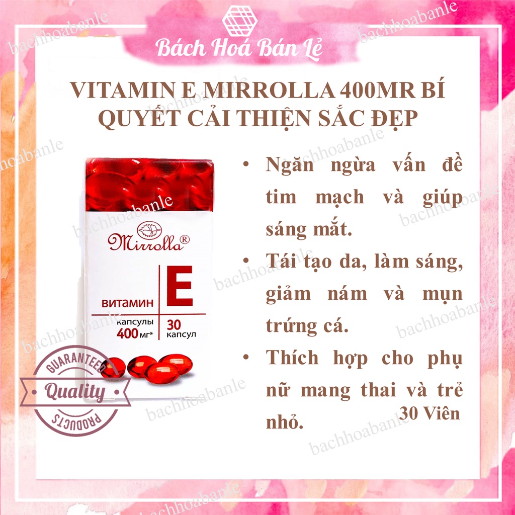 Vitamin E đỏ 400mg Mirrolla