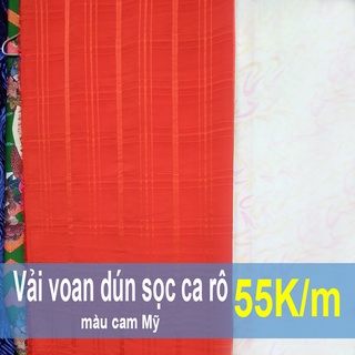 Vải voan dún sọc ca rô màu cam Mỹ 55K/m