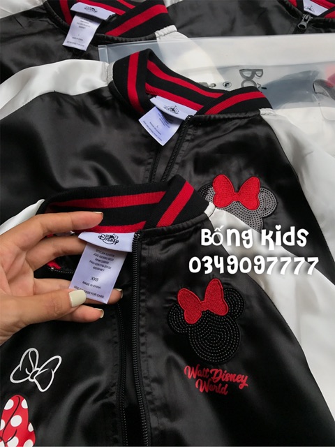 Bomber Satin Bé Gái Minnie Logo Sequin DN