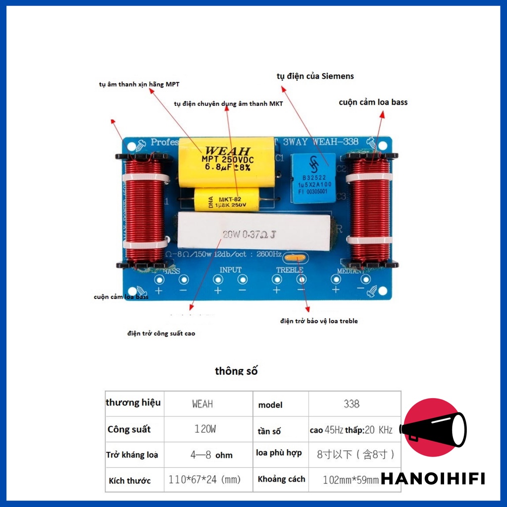 Mạch phân tần 3 đường tiếng WEAH ra 3 đường trầm trung treb