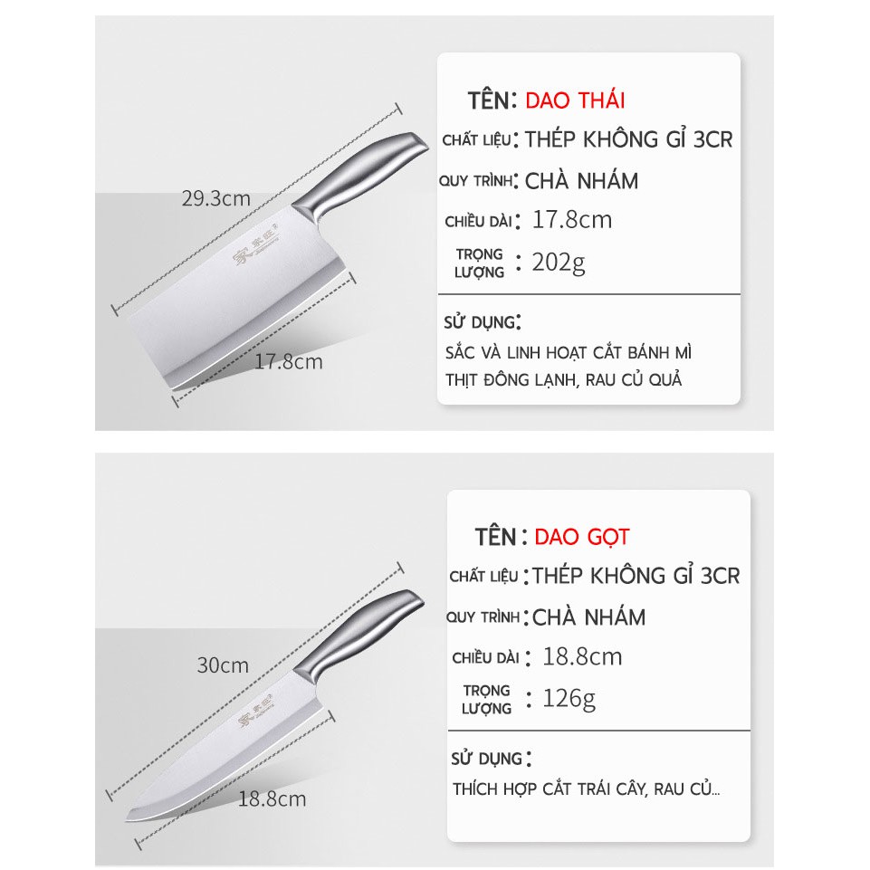 Bộ dao Nhật 6 món cao cấp đa năng- Bộ dao làm bếp 6 món Nhật siêu bén bằng thép không rỉ