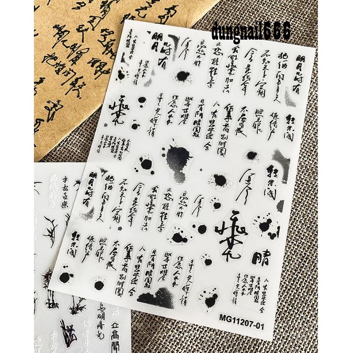 Sticker chữ hán trang trí nail