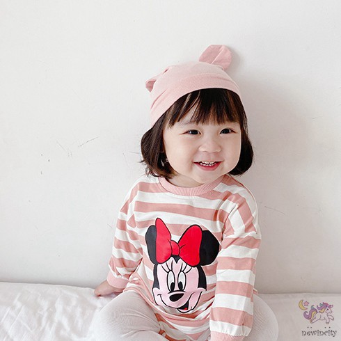 Set Áo Liền Quần Sọc Ngang &amp; Mũ Trùm Đầu Cho Bé Trai &amp; Bé Gái Sơ Sinh