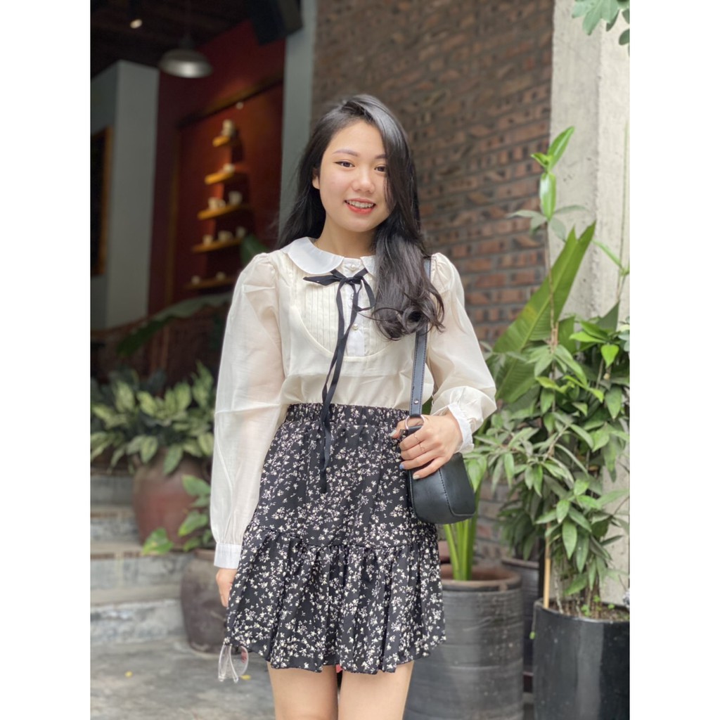 Chân váy voan ngắn ♥️ Chân váy hoa nhí vintage ♥️ Chân váy vintage, chân váy ngắn siêu xinh - NhimShop CV17