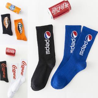 Vớ chất liệu vải cotton họa tiết chữ Fanta Pepsi thời trang cho nam nữ