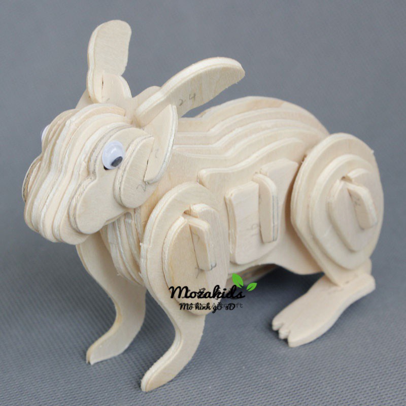 Đồ chơi lắp ráp gỗ 3D Mô hình Con Thỏ