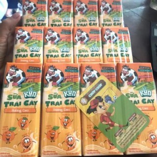 Vỉ 4 Hộp Sữa Trái Cây Kun Hương Cam/Nho x 180ml date 2021