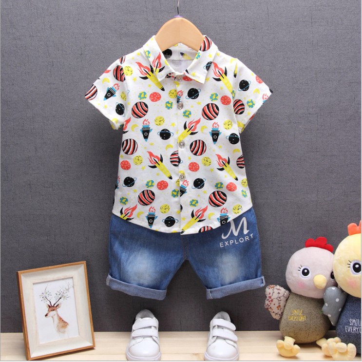 Bộ đồ bé trai ngắn tay hoa quả [8-17kg]