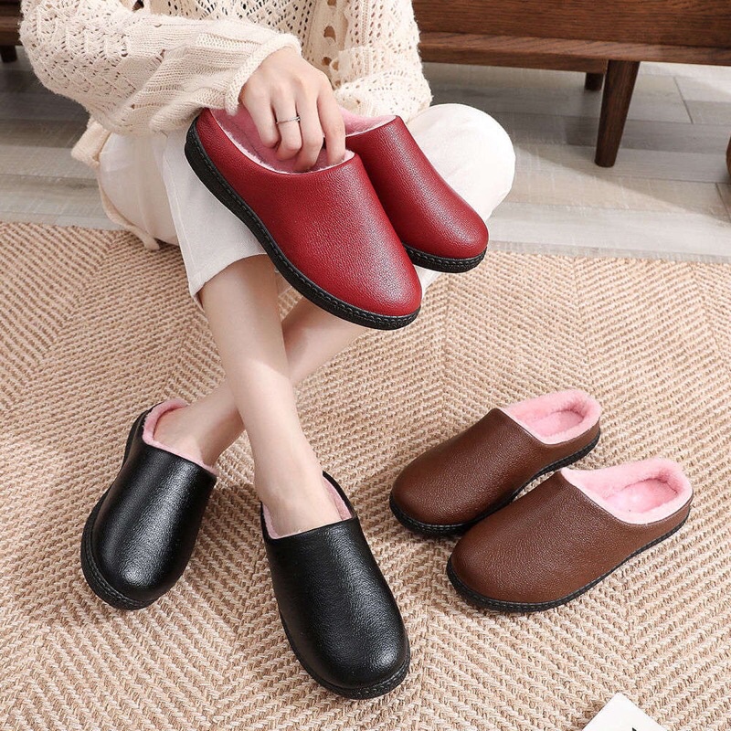 Dép sục lót lông chống thấm nước siêu ấm cho người già trung niên ông bà bố mẹ