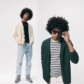 Áo cardigan len cotton zara nam trắng/xanh - 3332/315