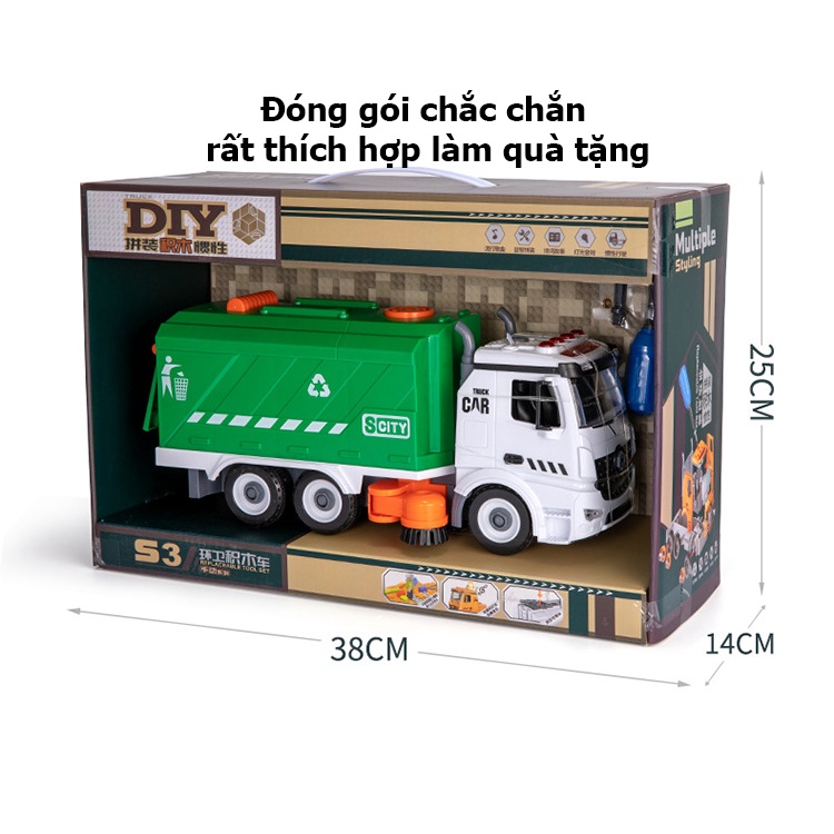 Đồ chơi xe tải quét rác đường phố có đèn và nhạc kích thước lớn