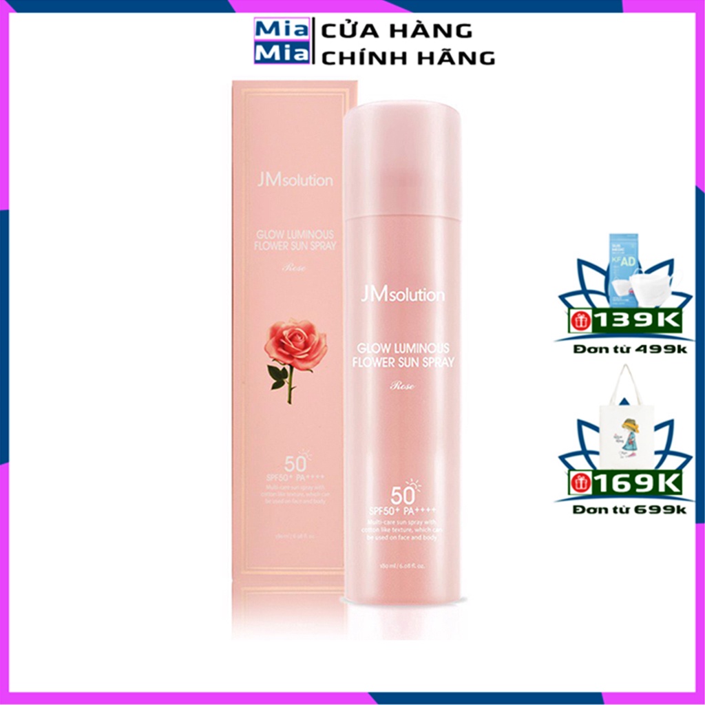 JMSOLUTION Xịt Chống Nắng Hoa Hồng JM Solution Glow Luminous SPF50+PA++180ml Cấp Ẩm Bảo Vệ Da [NHẬP KHẨU CHÍNH HÃNG]