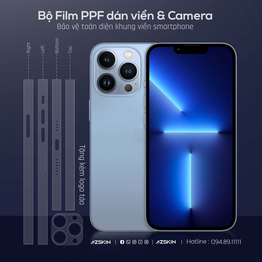 Dán Viền IPhone Film PPF Nhập Khẩu Cao Cấp, Dán Cho Mọi Dòng Từ IPhone X - 13 Pro Max | Cắt  Khuôn Sẵn, Đầy Đủ Phụ Kiện