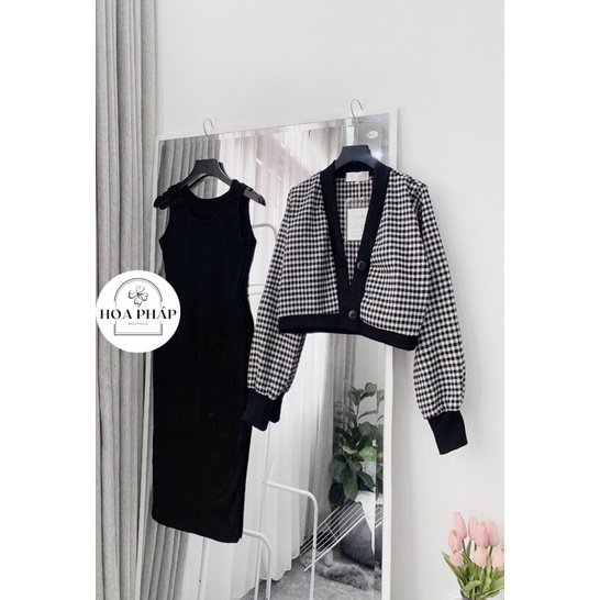 Sét váy body zip mix áo khoác dạ kẻ siêu đẹp (kèm ảnh thật) | BigBuy360 - bigbuy360.vn